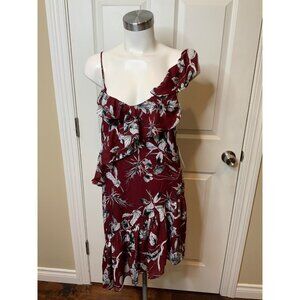 Parker Maroon "Red Rooted" Black/White Floral Dress, Size M, NWT! $365